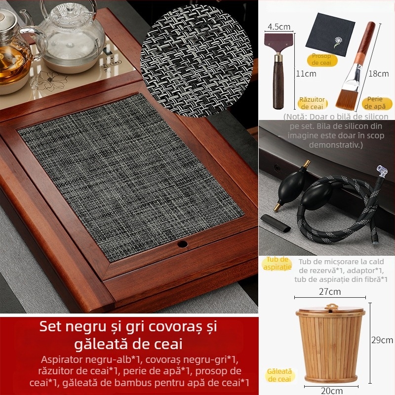 Accesorii pentru set de ceai Kung Fu: filtru pentru zaț de ceai, covoraș impermeabil pentru ceai, covor de bambus, masă de ceai și tavă de ceai, plasă pentru zaț