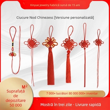 Nod chinezesc cu ciucuri — talisman pentru ușă, în cutie cadou festiv, lucrat manual
