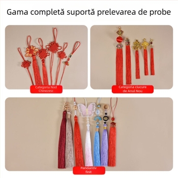 Nod chinezesc cu ciucuri — talisman pentru ușă, în cutie cadou festiv, lucrat manual