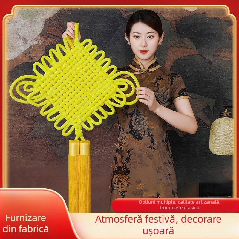 Pandantiv colorat cu nod chinezesc, țesut manual din velur, decor pentru Festivalul de Primăvară și Anul Nou Chinezesc