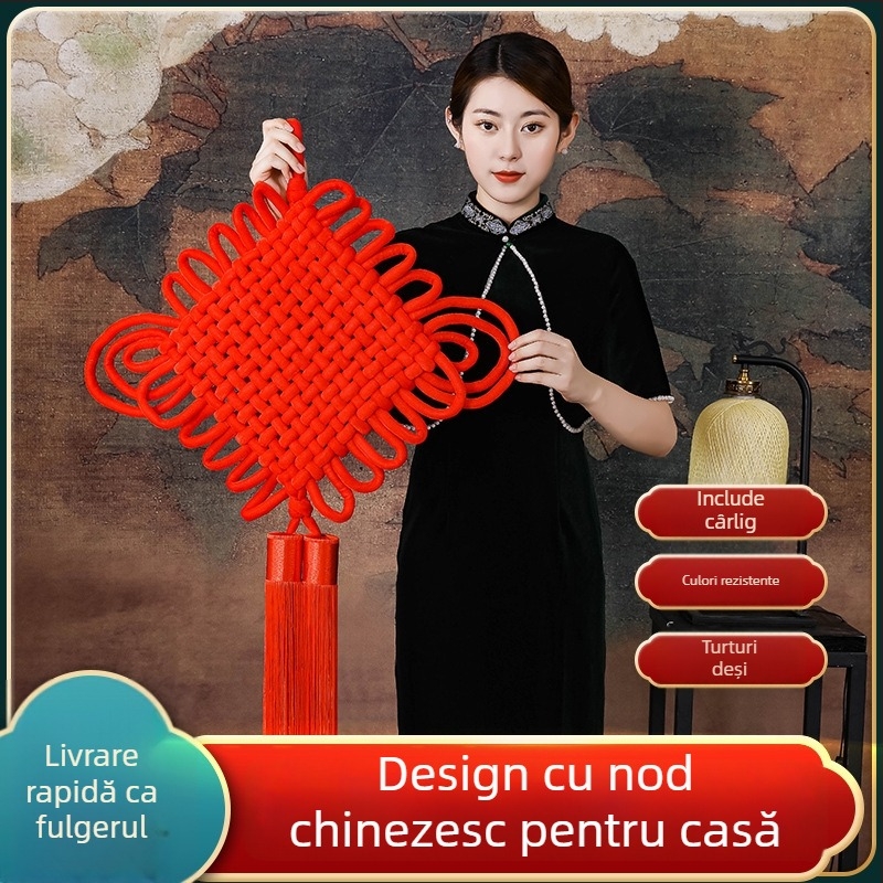Pandantiv colorat cu nod chinezesc, țesut manual din velur, decor pentru Festivalul de Primăvară și Anul Nou Chinezesc