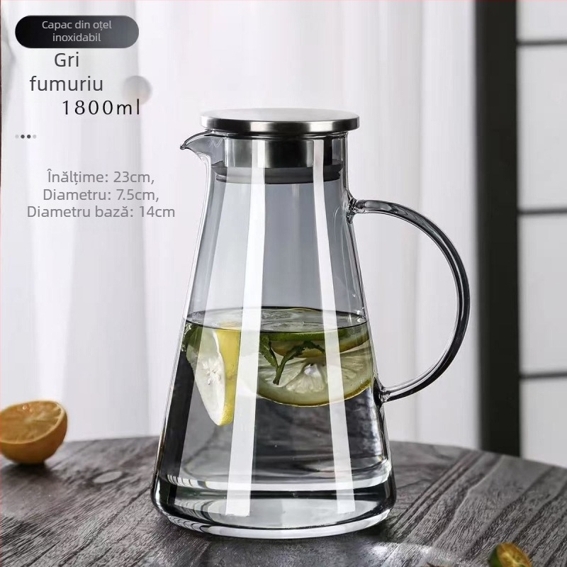 Carafă pentru apă rece din sticlă borosilicată, transparentă, rezistentă la temperaturi înalte, capacitate mare pentru sucuri și băuturi