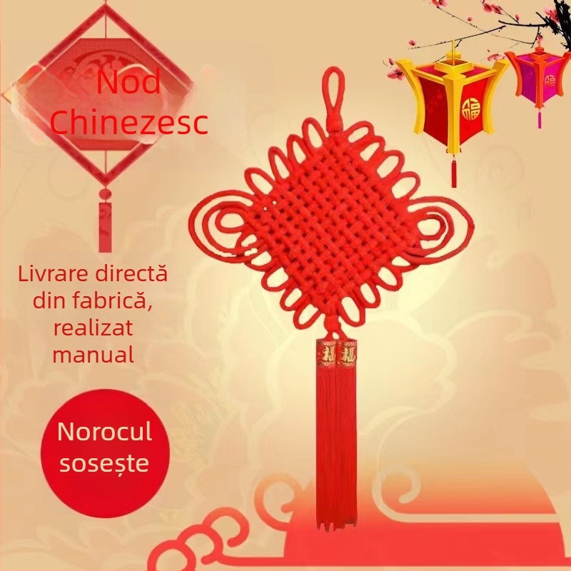 Pandantiv mare cu nod chinezesc pentru living și balcon – decor suspendat, realizat manual