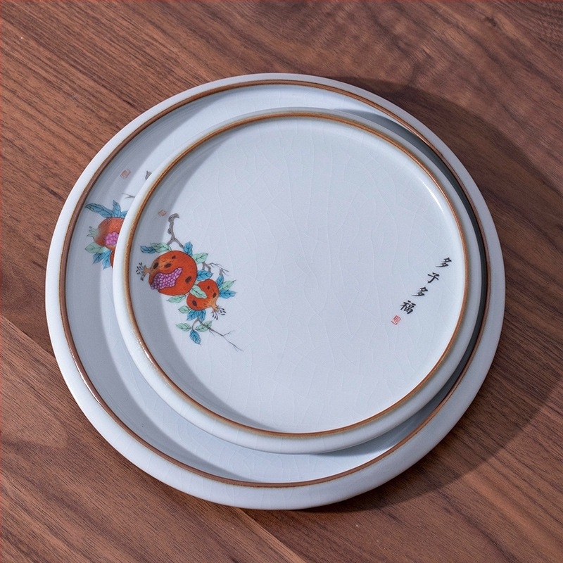 Tavă ceramică pentru ceai cu suport pentru capac și bază anti-arzuri – accesorii pentru set Kung Fu ceai, personalizare logo