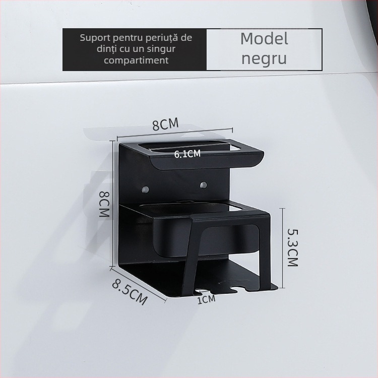 Suport pentru periuțe din oțel inoxidabil 304, montaj pe perete fără găuri, organizator de baie multifuncțional