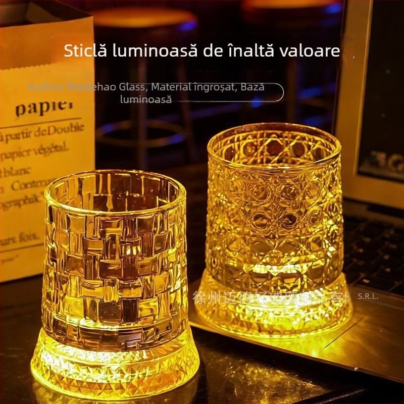 Set de pahare de whisky cu rotire – lux pentru uz casnic
