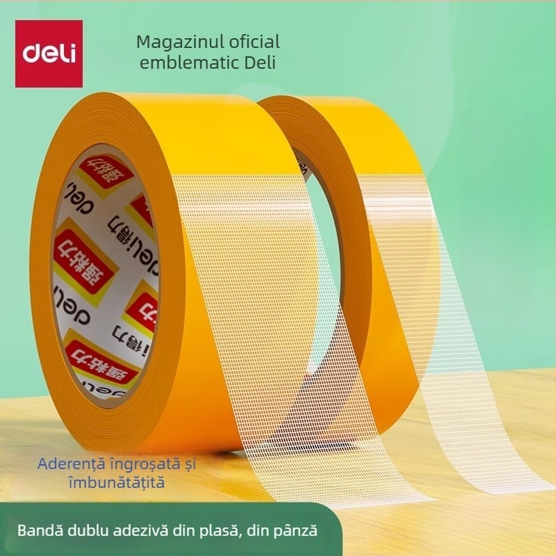 Deli bandă dublu adezivă pe bază de pânză, vâscozitate mare, fără urme, aderență invizibilă, prindere puternică, model 30802, lungime 20 m, lățime 30 mm, grosime 280 μm
