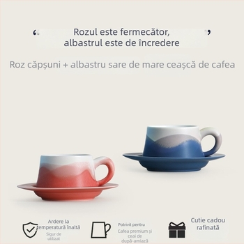 Set de căni pentru cafea și farfurioare pentru cuplu – ceramic, premium, cadou de nuntă într-o cutie cadou
