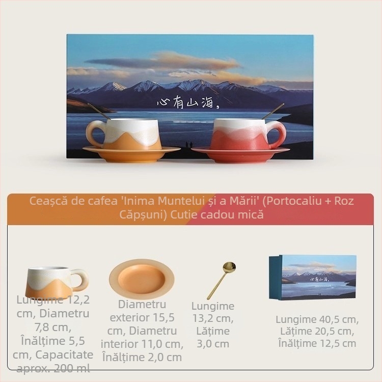 Set de căni pentru cafea și farfurioare pentru cuplu – ceramic, premium, cadou de nuntă într-o cutie cadou