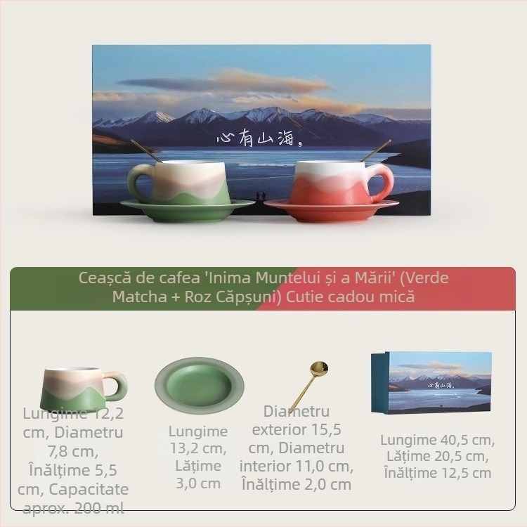 Set de căni pentru cafea și farfurioare pentru cuplu – ceramic, premium, cadou de nuntă într-o cutie cadou
