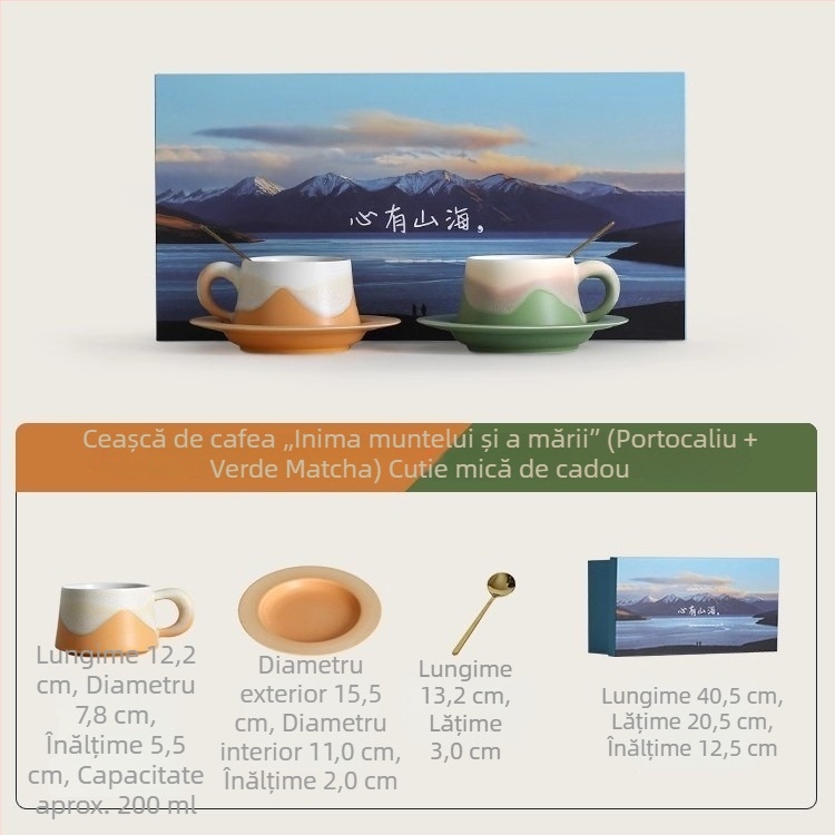 Set de căni pentru cafea și farfurioare pentru cuplu – ceramic, premium, cadou de nuntă într-o cutie cadou