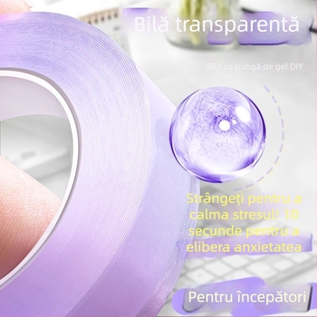 Bandă adezivă transparentă, colorată pentru relaxare – bandă cristal‑transparentă, rezistentă la temperaturi înalte