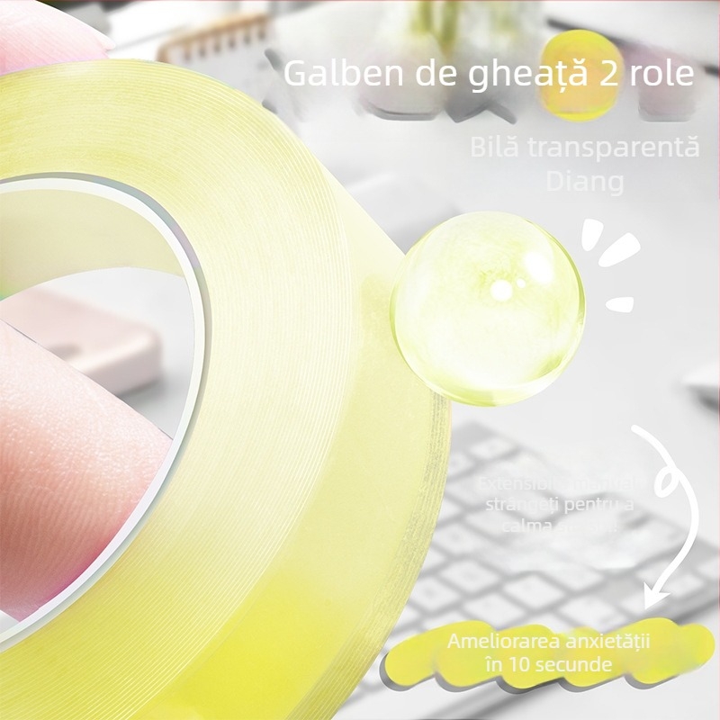 Bandă adezivă transparentă, colorată pentru relaxare – bandă cristal‑transparentă, rezistentă la temperaturi înalte