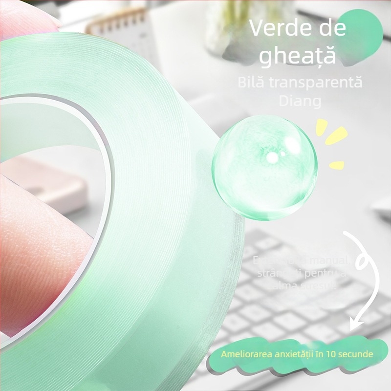 Bandă adezivă transparentă, colorată pentru relaxare – bandă cristal‑transparentă, rezistentă la temperaturi înalte