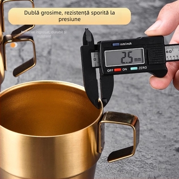Set de pahare din oțel inoxidabil 304 cu pereți dubli pentru camping în aer liber, cu mâner — cană de cafea, cană izolată și cană de bere, 4 sau 6 piese