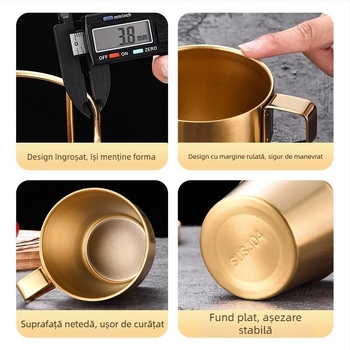 Set de pahare din oțel inoxidabil 304 cu pereți dubli pentru camping în aer liber, cu mâner — cană de cafea, cană izolată și cană de bere, 4 sau 6 piese