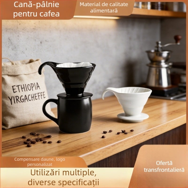 Filtru ceramic pentru cafea pour-over, filtru conic pentru filtrare, accesoriu pentru prepararea cafelei