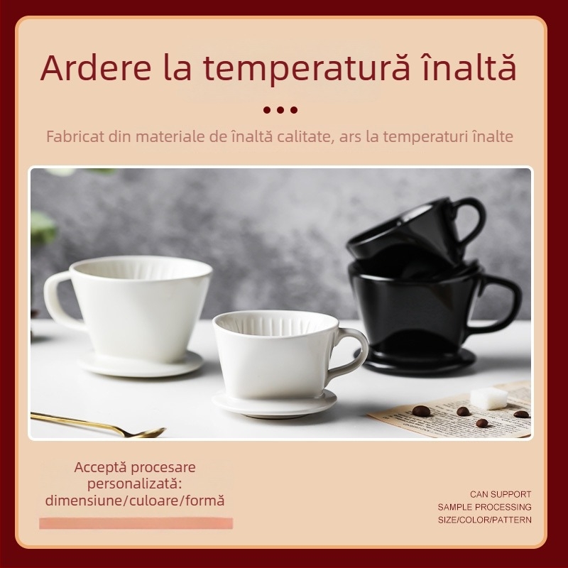 Filtru ceramic pentru cafea pour-over, filtru conic pentru filtrare, accesoriu pentru prepararea cafelei