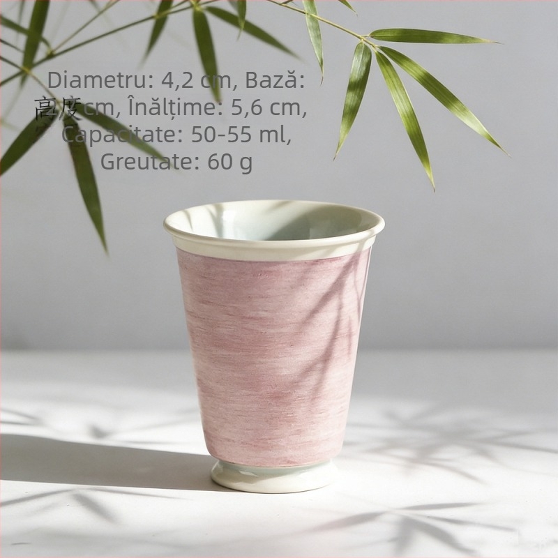 Prima iubire – gaiwan pentru ceai, roz deschis, lucrat manual, glazură colorată la temperatură înaltă cu fisuri de gheață, 120 ml