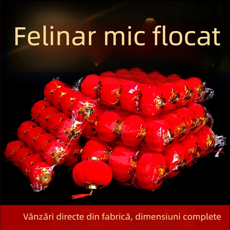 Lampă roșie catifelată, sferică – decor suspendat pentru bonsai