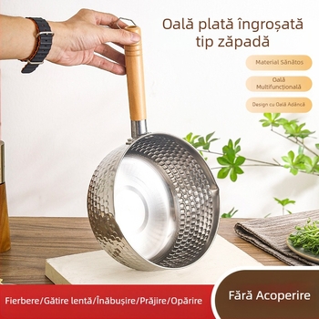 Oală Yukihira din oțel inoxidabil, stil japonez, bază groasă, oală multifuncțională antiaderentă pentru paste, lapte și mâncare pentru sugari