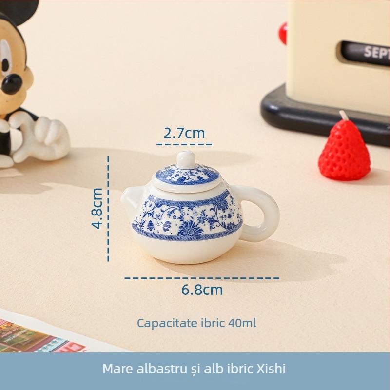 Set mic de ceai pentru copii din ceramică, alb perlă, ceainic mic – jucărie realistă, cadou în cutie