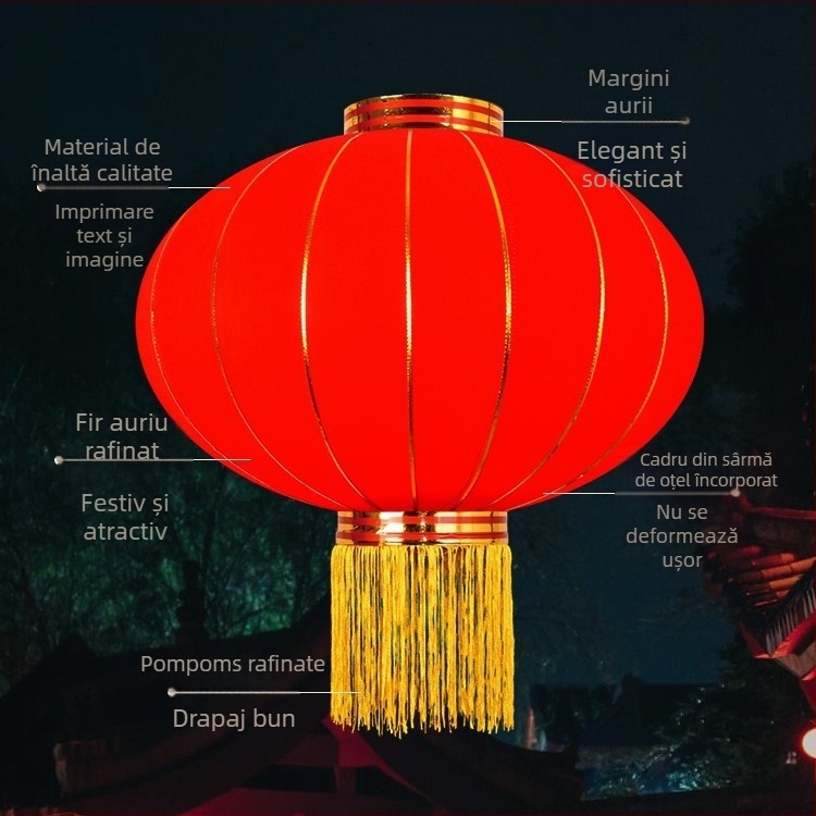 Noi felinare roșii cu textură catifelată pentru Anul Nou Chinezesc, decor pentru balcon și poartă exterioară