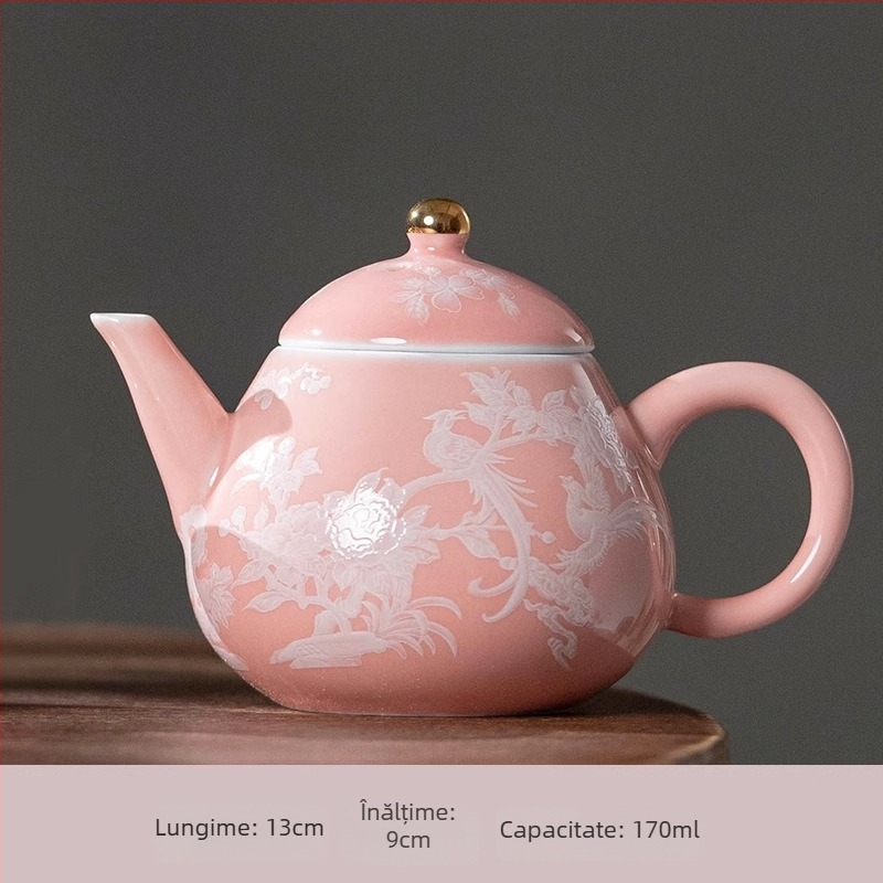 Set gaiwan cu ceașcă, 3 piese, pastel decor, pentru femei