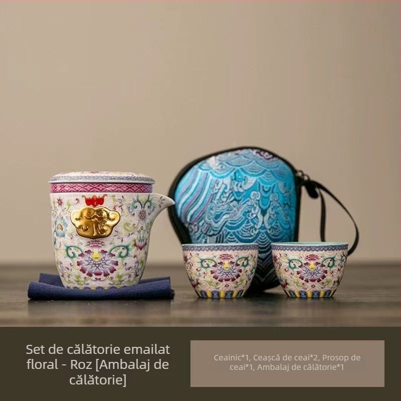 Set de ceai emailat din ceramică, 2025, stil chinezesc cultural și creativ, cadou de lux în cutie