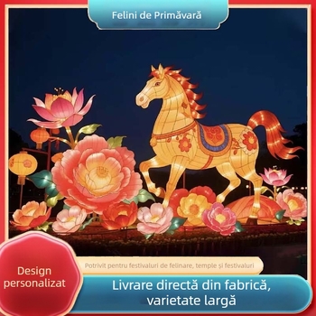 Fenar mare pentru Anul Calului la Festivalul Primăverii și Festivalul Farurilor — lanternă de mătase pentru exterior, în formă de cal, decorativ
