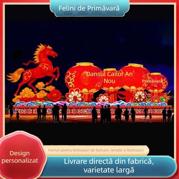 Fenar mare pentru Anul Calului la Festivalul Primăverii și Festivalul Farurilor — lanternă de mătase pentru exterior, în formă de cal, decorativ