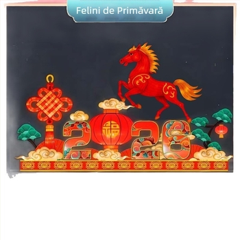 Fenar mare pentru Anul Calului la Festivalul Primăverii și Festivalul Farurilor — lanternă de mătase pentru exterior, în formă de cal, decorativ
