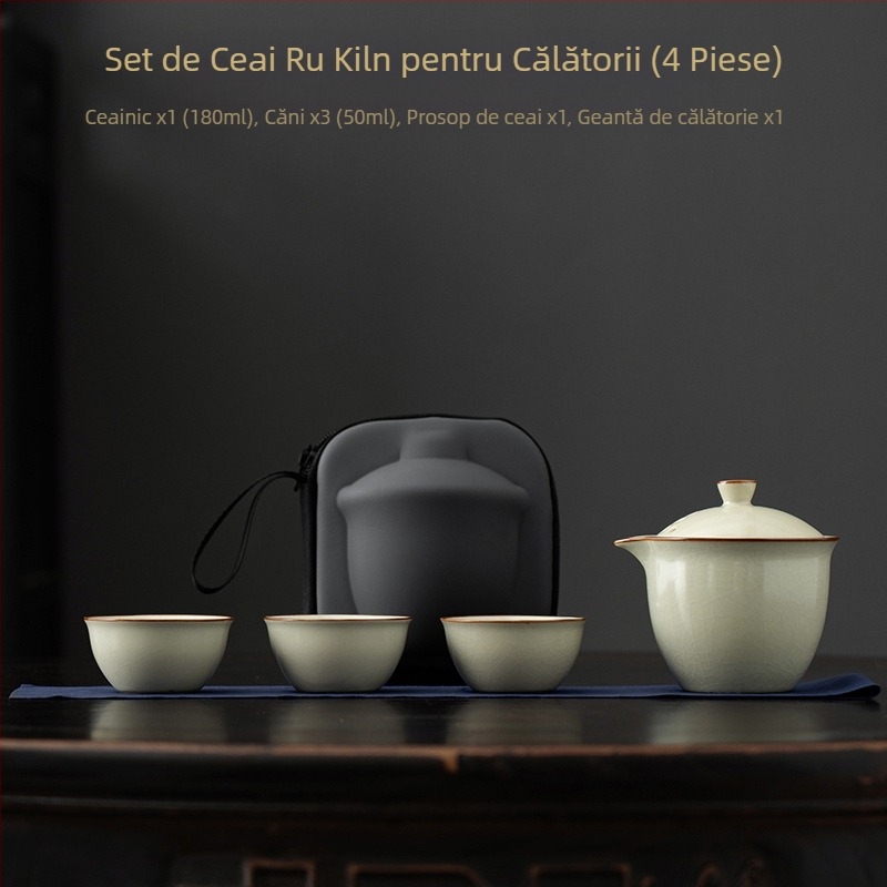 Set de ceai ceramic Ruyao pentru călătorii, compact pentru casă și camping, ceșuță portabilă, personalizare logo pentru cadouri corporative