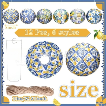 Lampioane din hârtie cu design lămâie pentru decor, felinare suspendate pentru petreceri ale copiilor și nunți, decor pentru casă