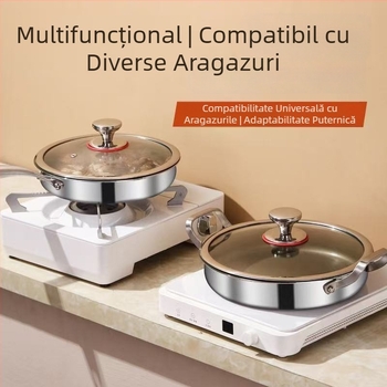 Tigaie din oțel inoxidabil 316L, fără strat, antiaderentă, fund plat, compatibilă cu plitele cu inducție și aragazuri, pentru uz comercial