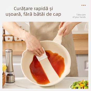 Set de vase antiaderente din piatră Maifan: tigaie pentru prăjit, tigălie și oală de supă, compatibil cu inducția
