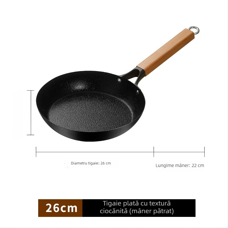 Wok din fier cu textură ciocănită pentru aragaz, antiaderent pentru fripturi