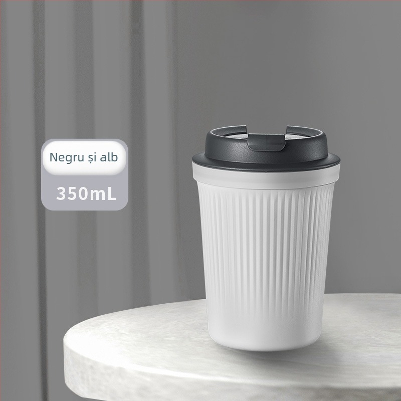 Cană de cafea din plastic izolantă, stil Ins, protecție împotriva arsurilor, senzație premium, portabilă, etanșă la scurgeri