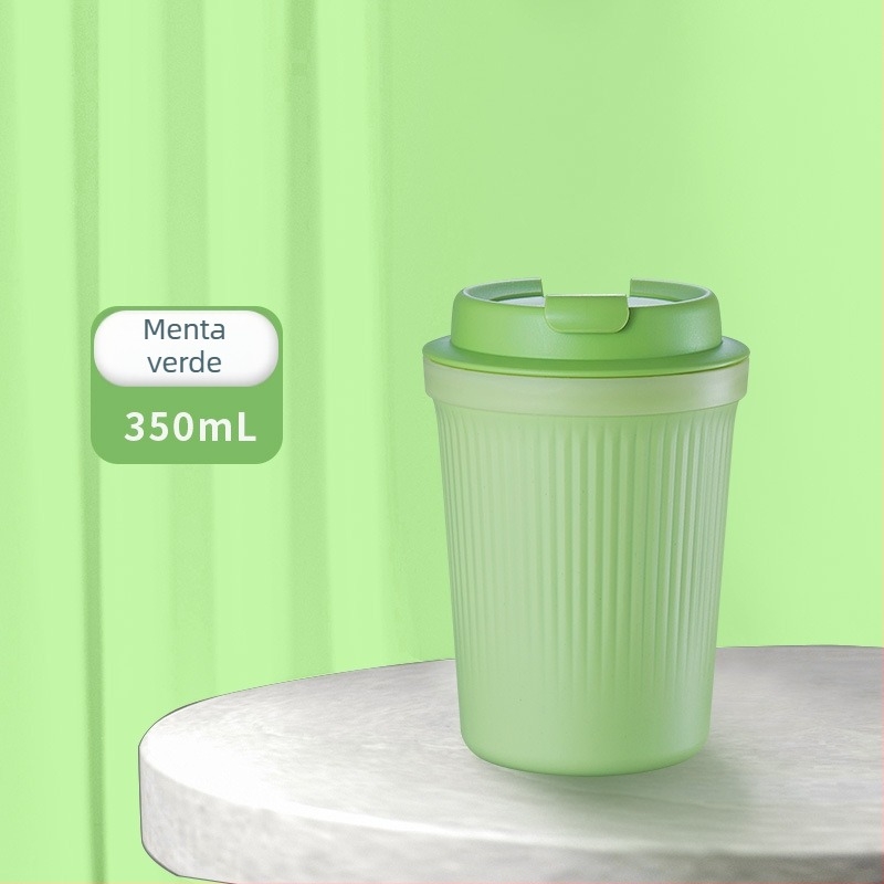 Cană de cafea din plastic izolantă, stil Ins, protecție împotriva arsurilor, senzație premium, portabilă, etanșă la scurgeri