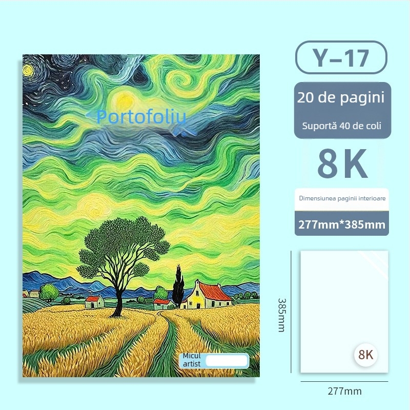 Folder portabil A3 pentru artă și portofoliu, album protejat de 20 de pagini pentru lucrări, dimensiune A3, colecție 4K, dosar A2, dosar ilustrativ 8K