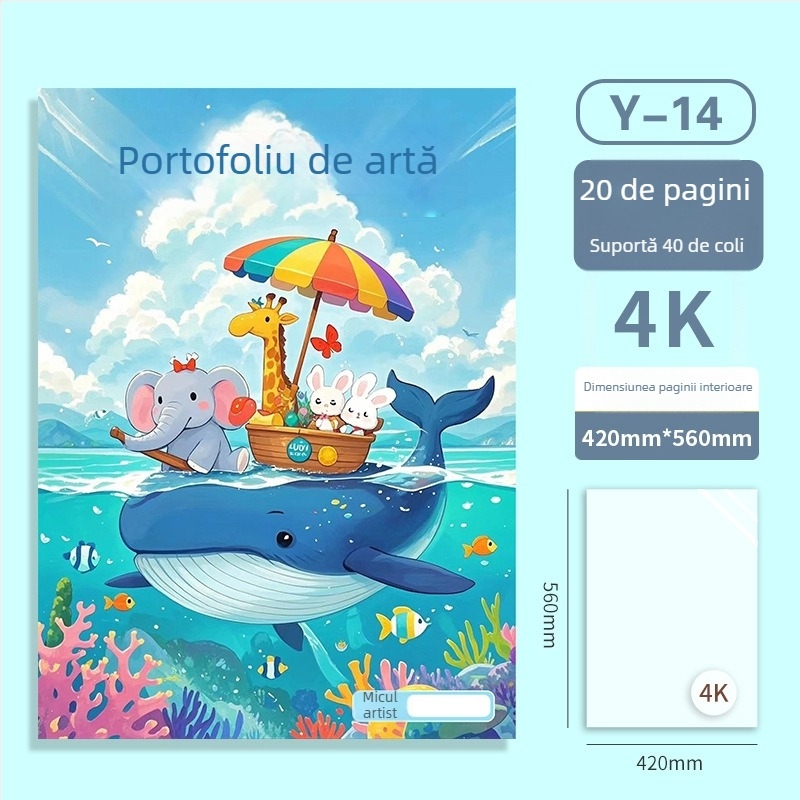 Folder portabil A3 pentru artă și portofoliu, album protejat de 20 de pagini pentru lucrări, dimensiune A3, colecție 4K, dosar A2, dosar ilustrativ 8K