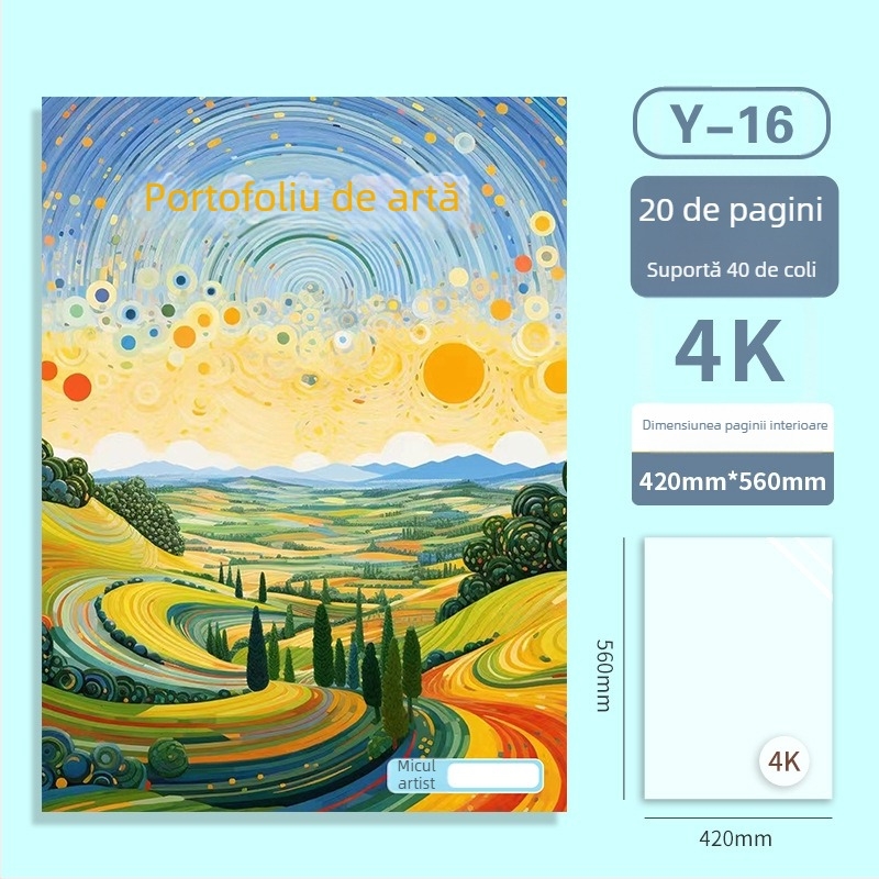Folder portabil A3 pentru artă și portofoliu, album protejat de 20 de pagini pentru lucrări, dimensiune A3, colecție 4K, dosar A2, dosar ilustrativ 8K