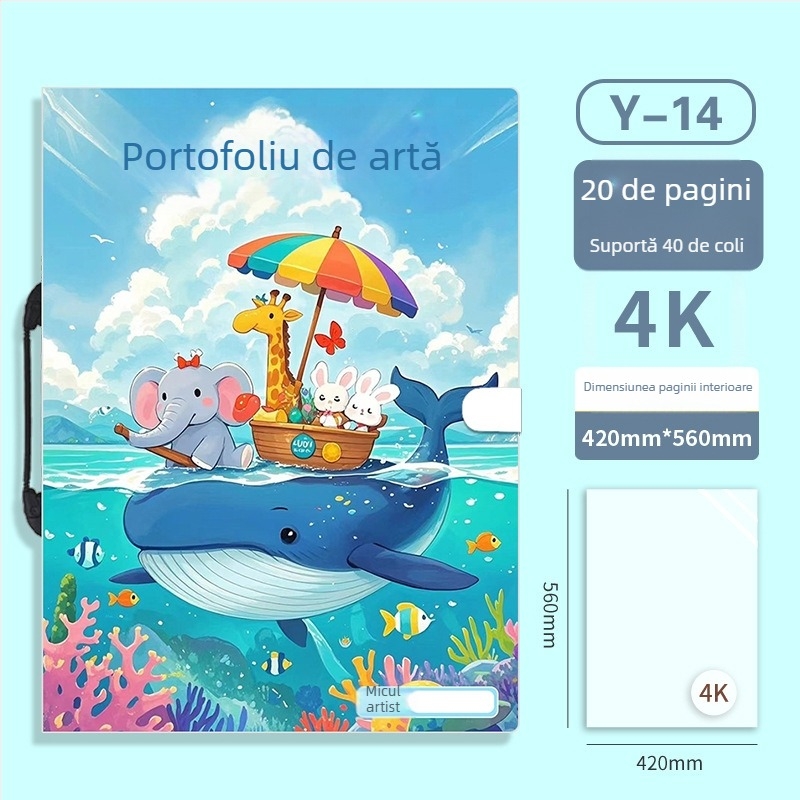 Folder portabil A3 pentru artă și portofoliu, album protejat de 20 de pagini pentru lucrări, dimensiune A3, colecție 4K, dosar A2, dosar ilustrativ 8K
