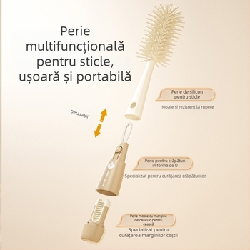 Perie din silicon pentru biberon cu perie detașabilă pentru tetină și cană de curățare