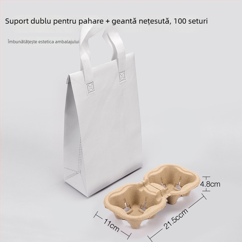 Motiv floare trompetă: set genți pentru pahare pentru pahare de unică folosință și pahare cu două pahare; suporturi din plastic pentru pahare; suport de pahare din pulpă; suport din plastic pentru pahar; geantă din țesătură nețesută; geantă din piele pentr