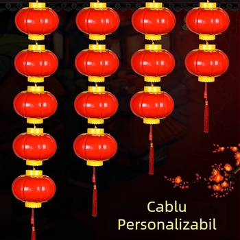 Felinar acrilic LED roșu pe șir, decor exterior din plastic impermeabil, iluminat decorativ pentru nunți, noul cămin și Anul Nou