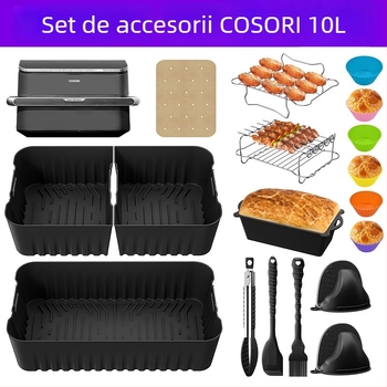 COSORI 10L tavă de copt din silicon pentru air fryer – pătrată, antiaderentă, ușor de curățat, rezistentă la rugină