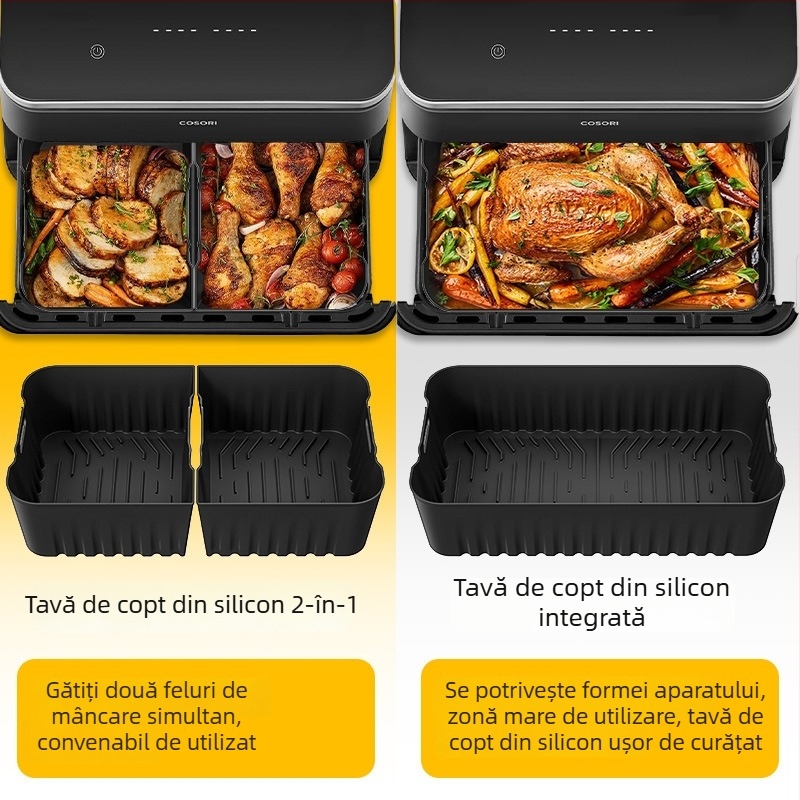 COSORI 10L tavă de copt din silicon pentru air fryer – pătrată, antiaderentă, ușor de curățat, rezistentă la rugină