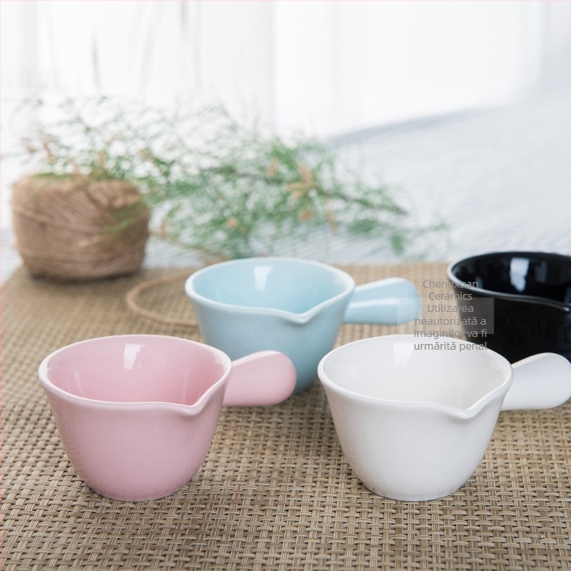 Ceașcă ceramică pentru iaurt cu mâner, cană colorată pentru lapte, cană de gem în stil occidental, linguriță colorată pentru lapte