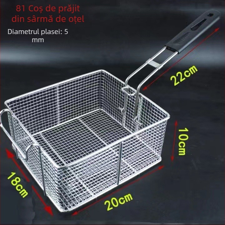 Coș de prăjit din oțel inoxidabil 304, cu orificii pătrate drepte, spațiere 4 mm, filtru de ulei